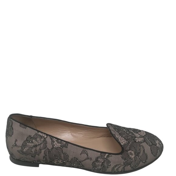 Valentino Garavani Caviar Crystal Lace Smoking Slippers Loafers Flats Size 10 - Picture 2 of 13